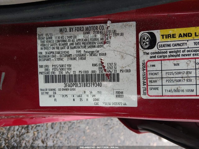 Продаж на аукціоні авто 2011 Ford Fusion Hybrid, vin: 3FADP0L31BR319340, номер лоту: 44882142