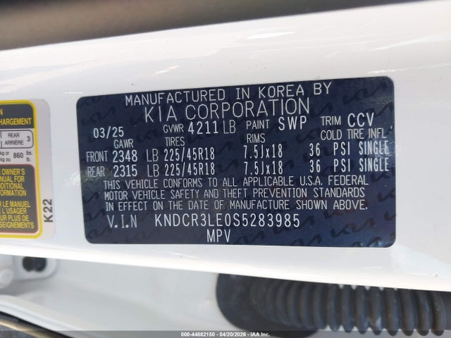 Продажа на аукционе авто 2025 Kia Niro Ex Touring, vin: KNDCR3LE0S5283985, номер лота: 44882150