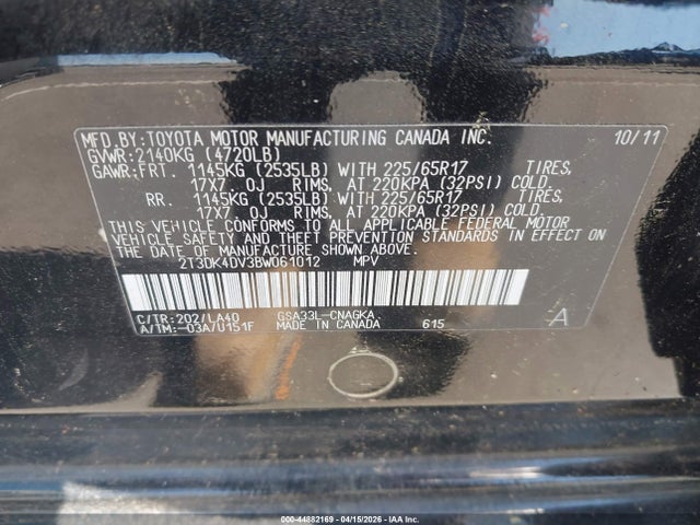 2011 TOYOTA RAV4 2T3DK4DV3BW061012 Photo 8
