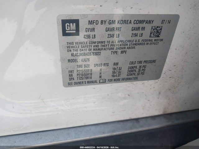 Продаж на аукціоні авто 2014 Buick Encore, vin: KL4CJASB4EB783022, номер лоту: 44882224