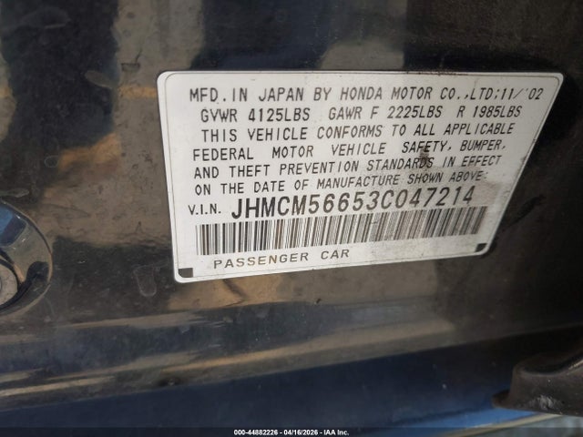 Aukcja sprzedaży 2003 Honda Accord 2.4 Ex, vin: JHMCM56653C047214, numer aukcji: 44882226