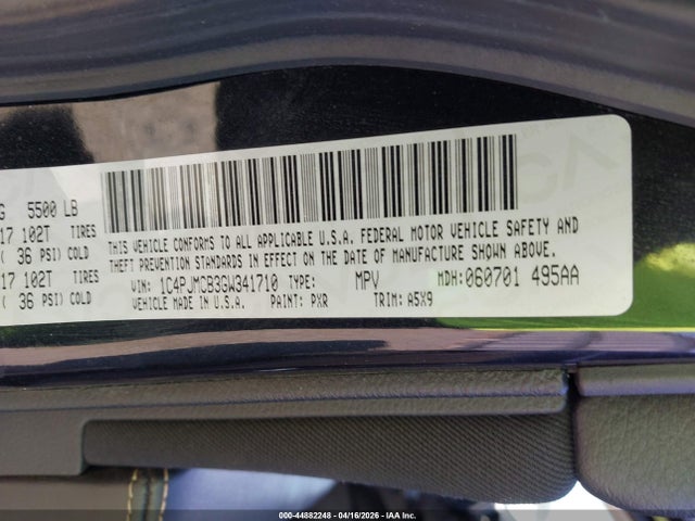 2016 Jeep Cherokee Latitude მანქანა იყიდება აუქციონზე, vin: 1C4PJMCB3GW341710, აუქციონის ნომერი: 44882248