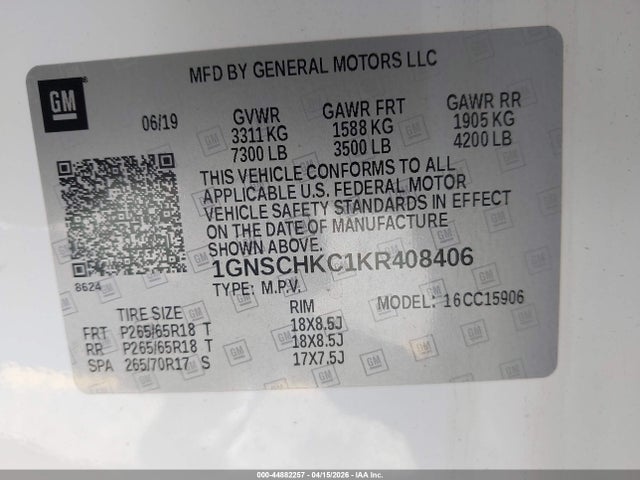 Chevrolet Suburban Lt 2019 1GNSCHKC1KR408406 Image 9