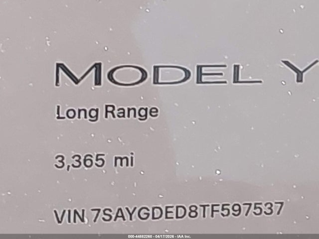 7SAYGDED8TF597537 Tesla Model Y Premium Rear-wheel Drive/standard Rear-wheel Drive
