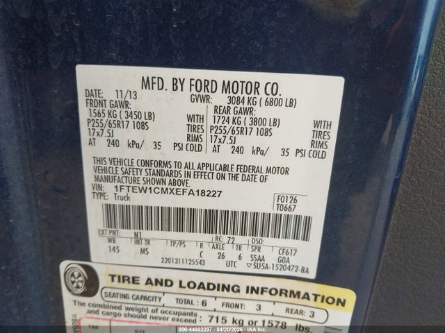 1FTEW1CMXEFA18227 Ford F-150 Xlt