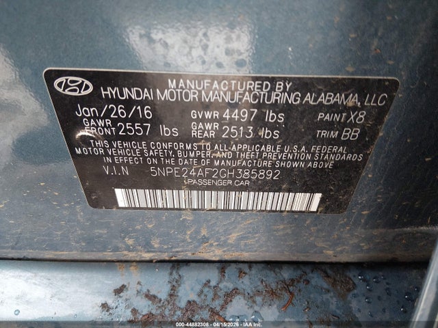 2016 HYUNDAI SONATA 5NPE24AF2GH385892 Photo 8