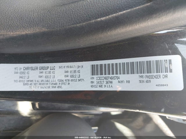 Продаж на аукціоні авто 2015 Chrysler 200 Limited, vin: 1C3CCCAB2FN603764, номер лоту: 44882332