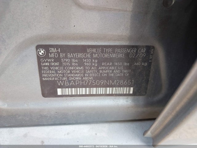 2009 BMW 328I WBAPH77509NM28651 Photo 8