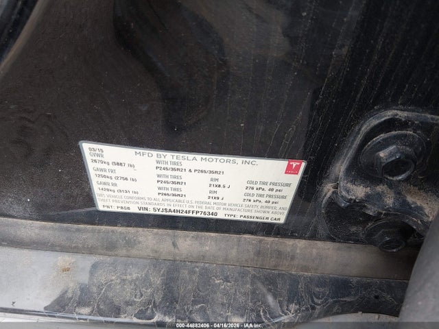Продаж на аукціоні авто 2015 Tesla Model S 70d/85d/p85d, vin: 5YJSA4H24FFP76340, номер лоту: 44882406