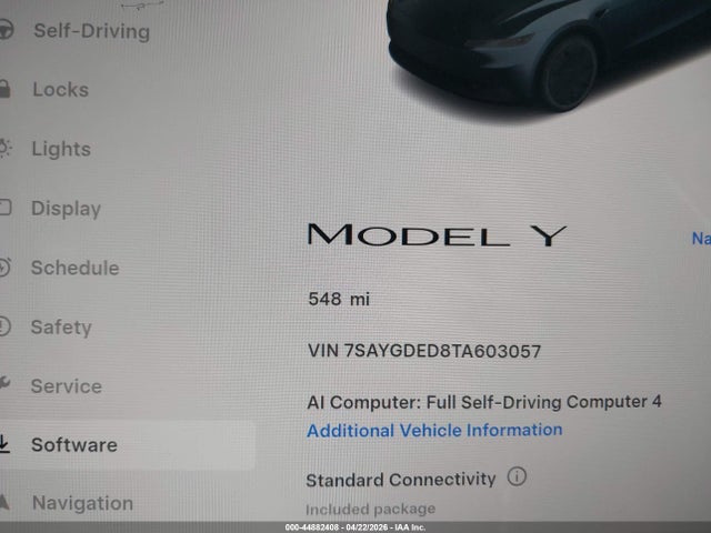 7SAYGDED8TA603057 Tesla Model Y Premium Rear-wheel Drive/standard Rear-wheel Drive