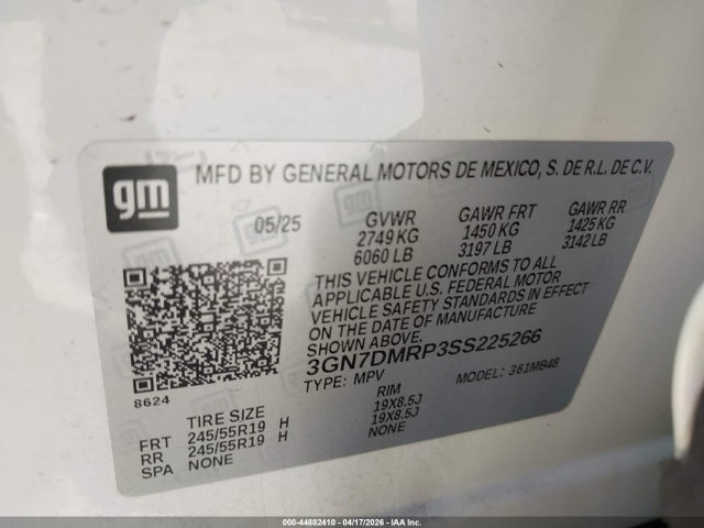 3GN7DMRP3SS225266 Chevrolet Equinox Ev Lt 1