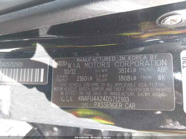 Aukcja sprzedaży 2013 Kia Forte Ex, vin: KNAFU4A24D5712913, numer aukcji: 44882429