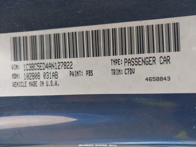 2010 Chrysler Sebring Touring მანქანა იყიდება აუქციონზე, vin: 1C3BC5ED4AN127822, აუქციონის ნომერი: 44882475