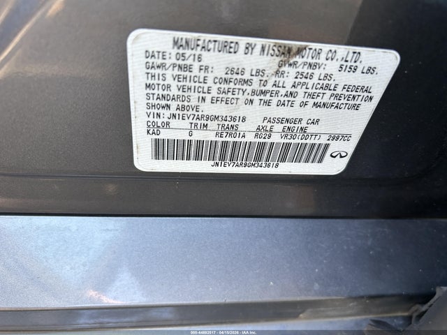 2016 INFINITI Q50 JN1EV7AR9GM343618 Photo 8