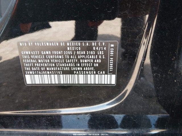 Продаж на аукціоні авто 2014 Volkswagen Jetta 1.8t Se, vin: 3VWD17AJ9EM431162, номер лоту: 44882561