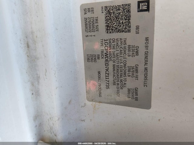 Продаж на аукціоні авто 2019 Chevrolet Silverado 1500 Rst, vin: 1GCPWDED7KZ117735, номер лоту: 44882580