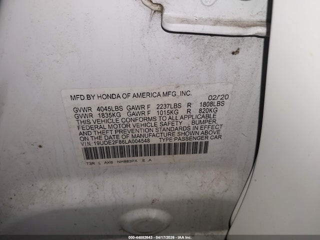 44882643 :رقم المزاد ، 19UDE2F86LA004548 vin ، 2020 Acura Ilx Premium   A-spec Packages/technology   A-spec Packages مزاد بيع