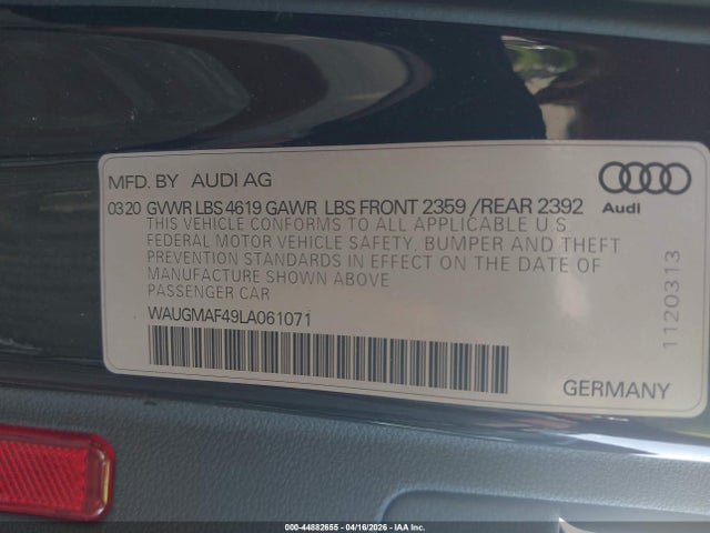 Продажа на аукционе авто 2020 Audi A4 Premium 40 Tfsi Front-wheel Drive S Tronic, vin: WAUGMAF49LA061071, номер лота: 44882655