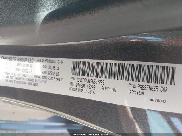 Aukcja sprzedaży 2015 Chrysler 200 Limited, vin: 1C3CCCAB0FN537229, numer aukcji: 44882657