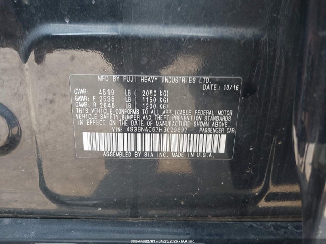 Продажа на аукционе авто 2017 Subaru Legacy 2.5i Premium, vin: 4S3BNAC67H3029697, номер лота: 44882701