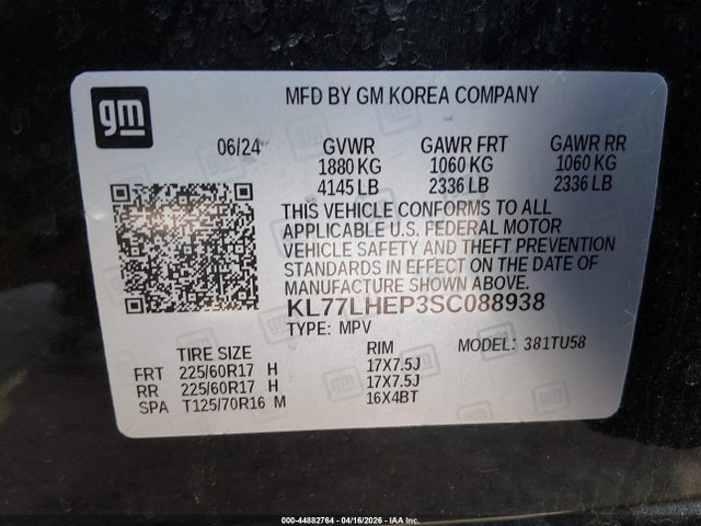 Продаж на аукціоні авто 2025 Chevrolet Trax Fwd Lt, vin: KL77LHEP3SC088938, номер лоту: 44882764