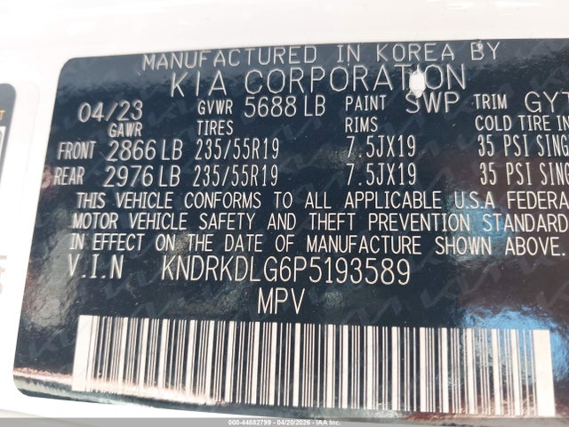Продажа на аукционе авто 2023 Kia Sorento Hybrid Sx Prestige, vin: KNDRKDLG6P5193589, номер лота: 44882799