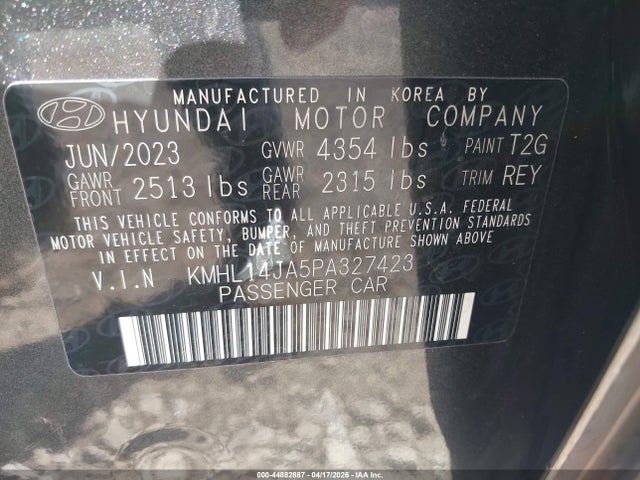 Aukcja sprzedaży 2023 Hyundai Sonata Sel, vin: KMHL14JA5PA327423, numer aukcji: 44882887