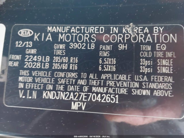 Aukcja sprzedaży 2014 Kia Soul, vin: KNDJN2A27E7042651, numer aukcji: 44882898