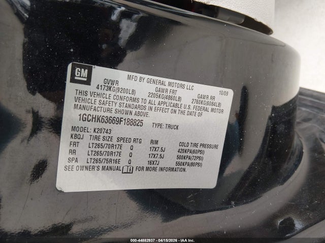 Aukcja sprzedaży 2009 Chevrolet Silverado 2500hd Ltz, vin: 1GCHK63669F188825, numer aukcji: 44882937