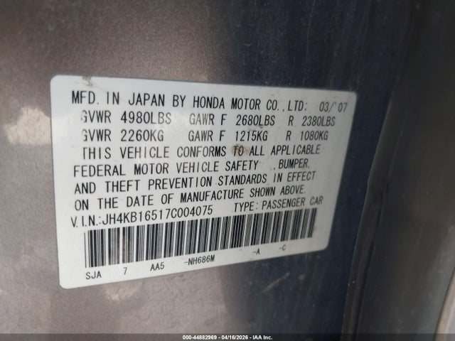 Продажа на аукционе авто 2007 Acura Rl 3.5, vin: JH4KB16517C004075, номер лота: 44882969