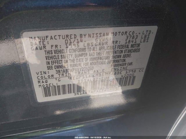 Aukcja sprzedaży 2014 Nissan Sentra Sv, vin: 3N1AB7APXEY205098, numer aukcji: 44882980
