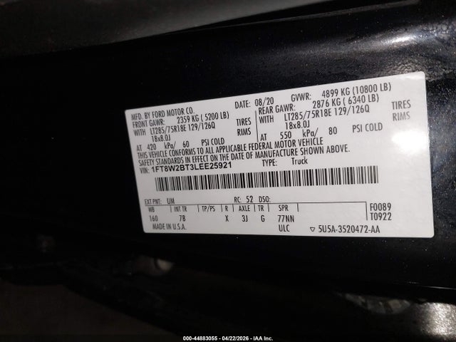 Ford F-250 Platinum 2020 1FT8W2BT3LEE25921 Image 9