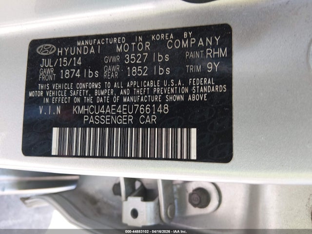 Продажа на аукционе авто 2014 Hyundai Accent Gls, vin: KMHCU4AE4EU766148, номер лота: 44883102