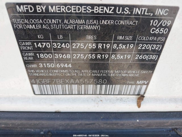 2010 MERCEDES-BENZ GL 450 4JGBF7BEXAA557580 Photo 8