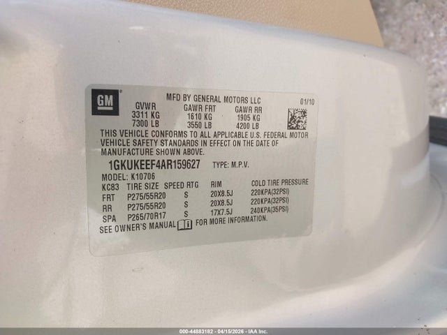 Продаж на аукціоні авто 2010 Gmc Yukon Denali, vin: 1GKUKEEF4AR159627, номер лоту: 44883182