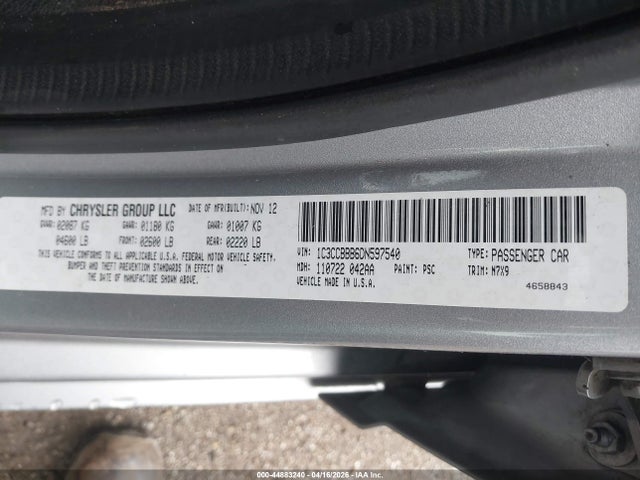 2013 Chrysler 200 Touring მანქანა იყიდება აუქციონზე, vin: 1C3CCBBB6DN597540, აუქციონის ნომერი: 44883240