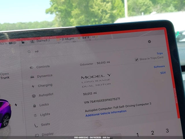 Auction sale of the 2023 Tesla Model Y Awd/long Range Dual Motor All-wheel Drive, vin: 7SAYGDEE0PA075271, lot number: 44883242