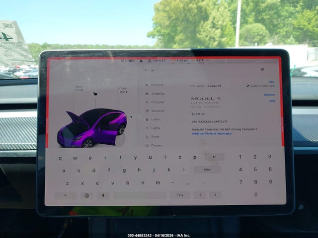 Auction sale of the 2023 Tesla Model Y Awd/long Range Dual Motor All-wheel Drive, vin: 7SAYGDEE0PA075271, lot number: 44883242