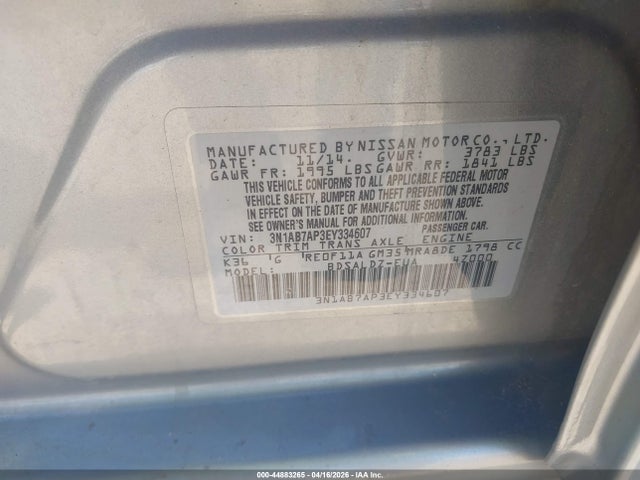 Nissan SENTRA SV 2014 3N1AB7AP3EY334607 Image 9