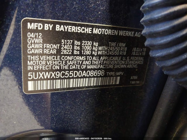 Aukcja sprzedaży 2013 Bmw X3 Xdrive28i, vin: 5UXWX9C55D0A08698, numer aukcji: 44883432