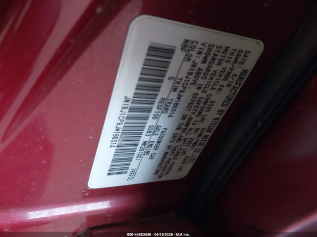 44883449 :رقم المزاد ، JN1BJ1CP9JW186014 vin ، 2018 Nissan Rogue Sport S مزاد بيع