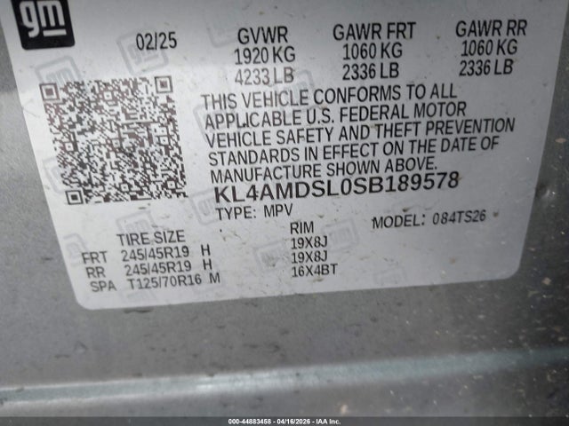 44883458 :رقم المزاد ، KL4AMDSL0SB189578 vin ، 2025 Buick Encore Gx Sport Touring Fwd مزاد بيع
