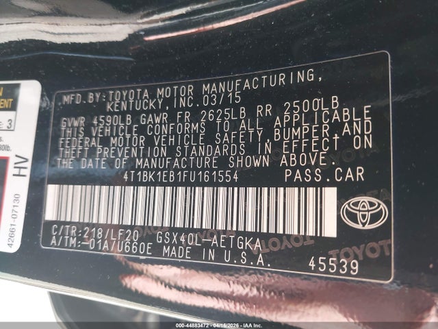 Aukcja sprzedaży 2015 Toyota Avalon Xle Premium, vin: 4T1BK1EB1FU161554, numer aukcji: 44883472