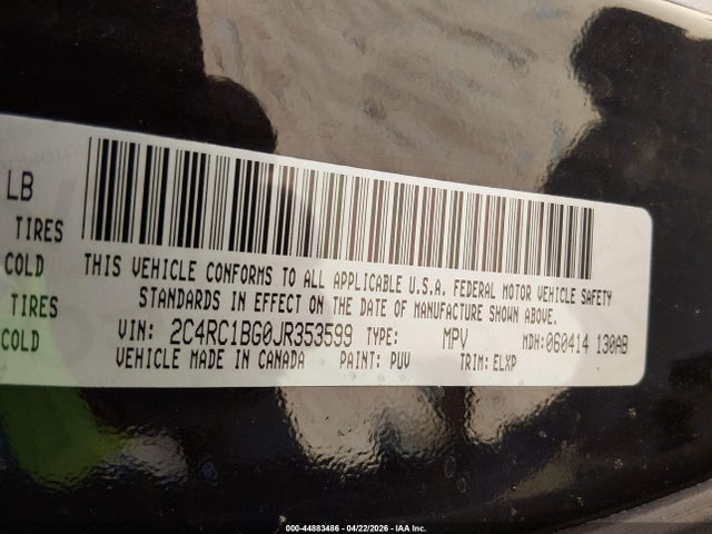 44883486 :رقم المزاد ، 2C4RC1BG0JR353599 vin ، 2018 Chrysler Pacifica Touring L مزاد بيع