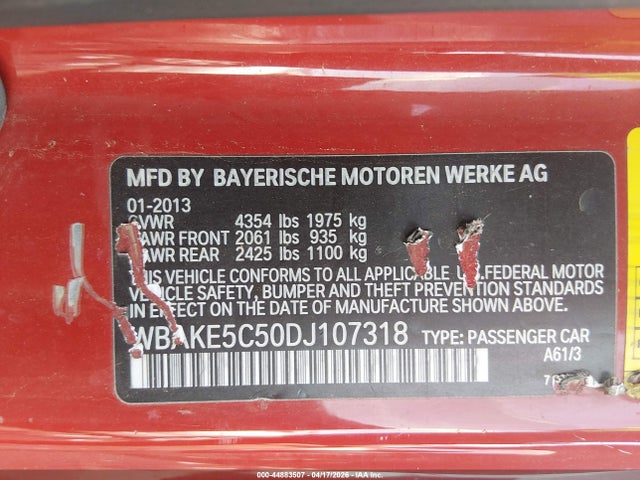44883507 :رقم المزاد ، WBAKE5C50DJ107318 vin ، 2013 Bmw 328i مزاد بيع