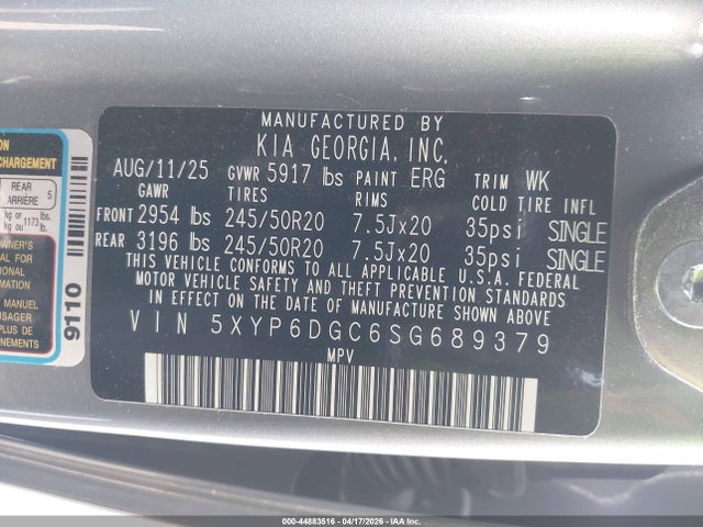 5XYP6DGC6SG689379 KIA Telluride S