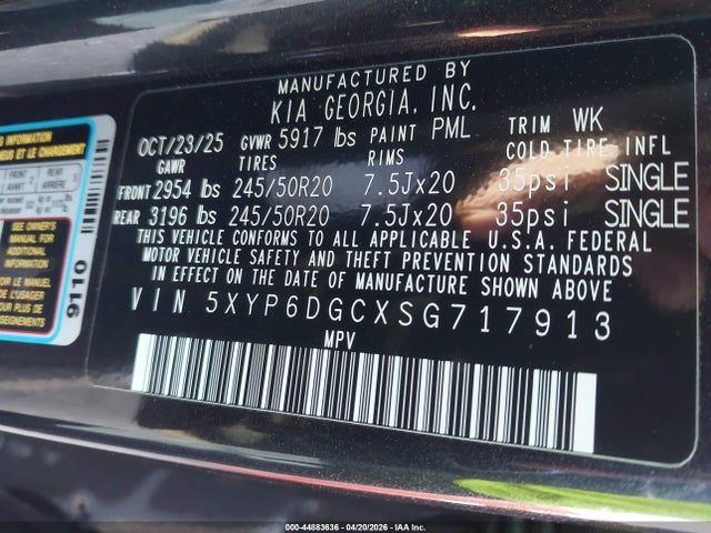Продаж на аукціоні авто 2025 Kia Telluride S, vin: 5XYP6DGCXSG717913, номер лоту: 44883636