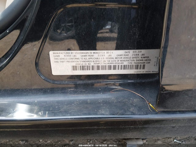 Продаж на аукціоні авто 2010 Volkswagen Jetta Limited Edition, vin: 3VWRZ7AJ4AM105648, номер лоту: 44883670