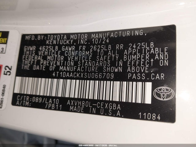 Toyota CAMRY XLE 2025 4T1DAACKXSU066709 Image 9