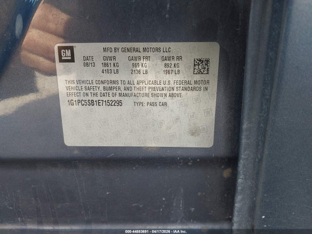 1G1PC5SB1E7152295 Chevrolet Cruze 1lt Auto